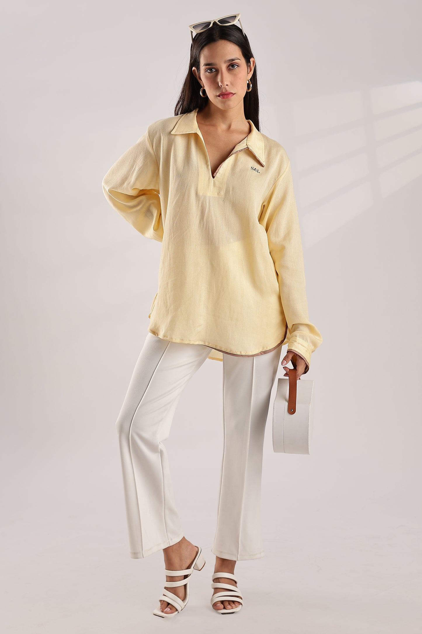 Flowy V Neck wind Shirt 'Yellow'