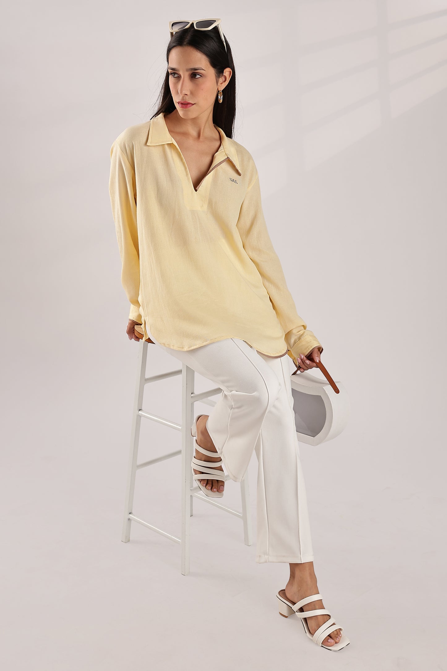 Flowy V Neck wind Shirt 'Yellow'