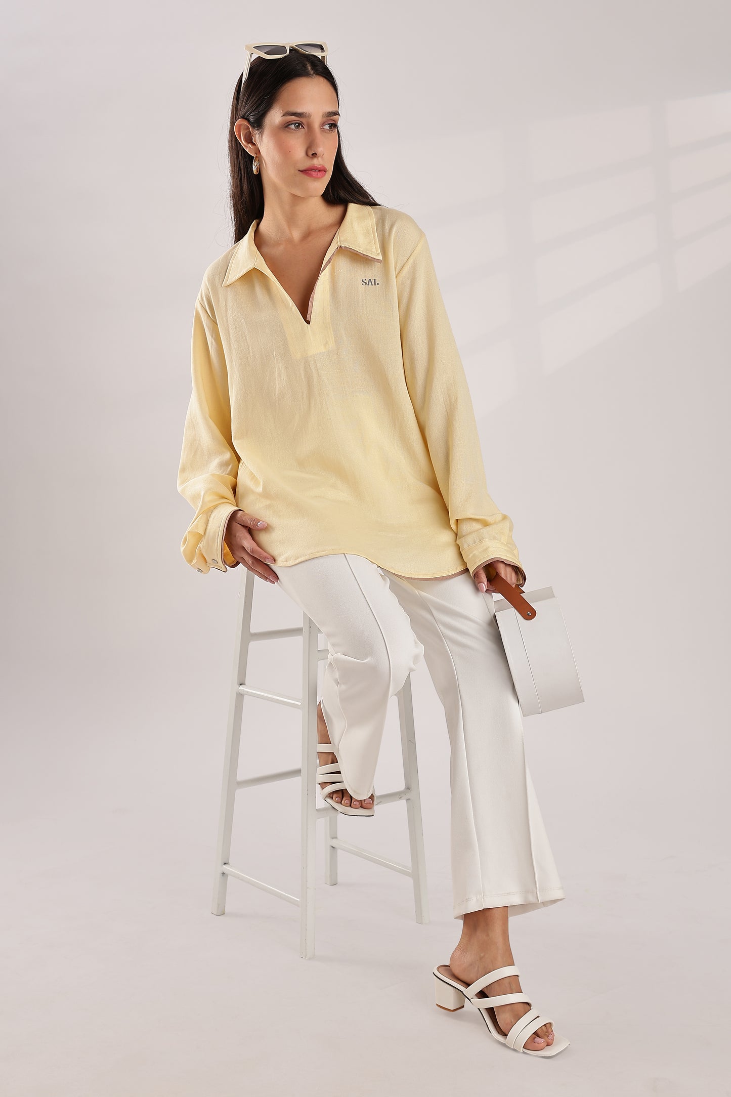 Flowy V Neck wind Shirt 'Yellow'