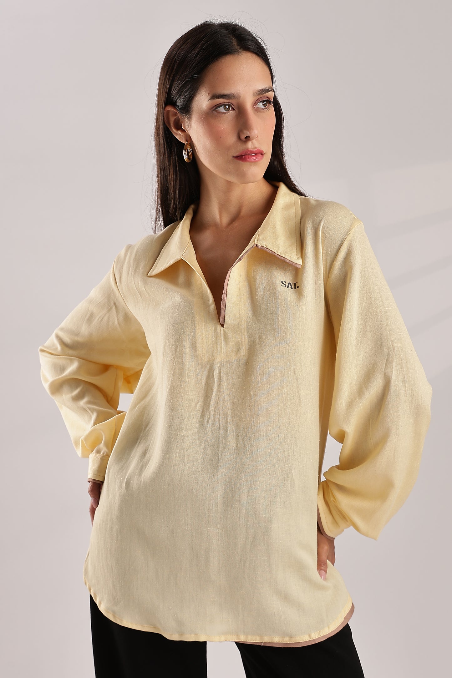 Flowy V Neck wind Shirt 'Yellow'