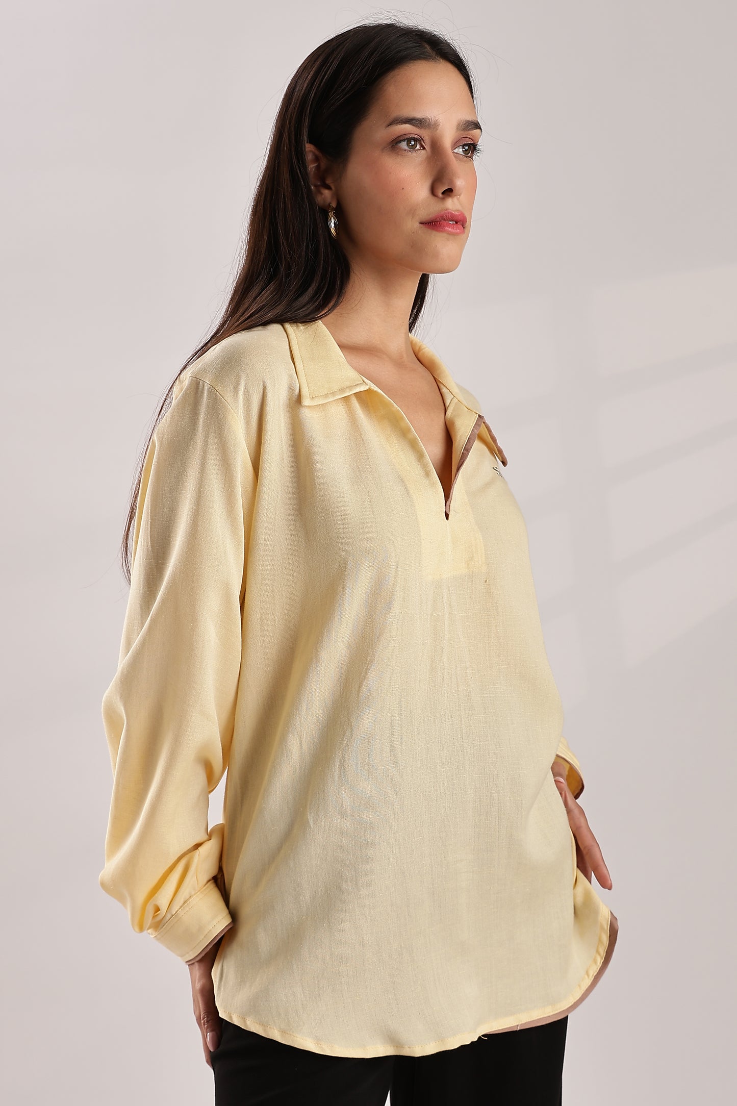 Flowy V Neck wind Shirt 'Yellow'