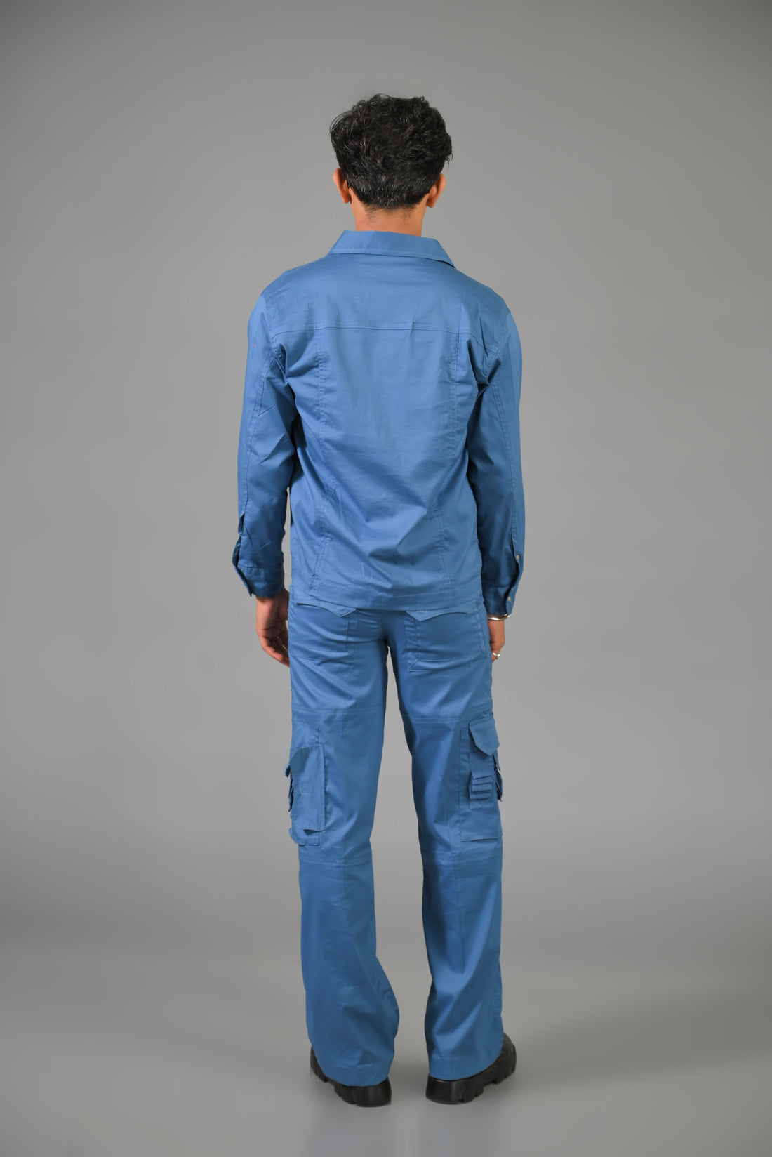 Water Blue Jacket with Blue Thin Cargo Co-ord Set