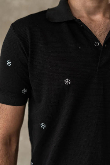 Button Snowflake Polo T-shirt