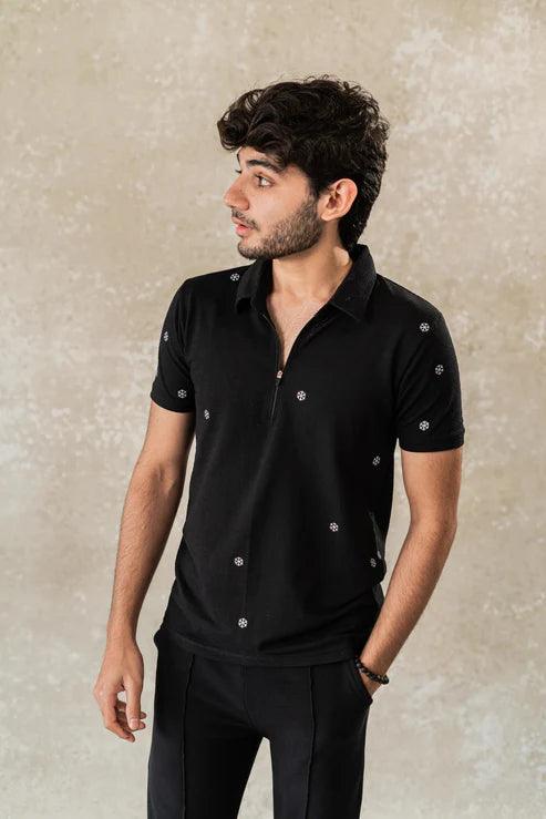 Zip Snowflake Polo T-shirt